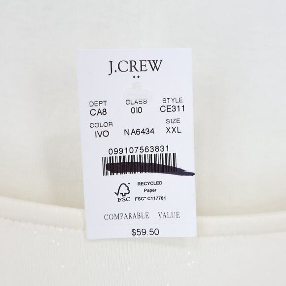 J.Crew Square Neck Long Sleeve Top Cream Ivory Size XXL NWT - Picture 4 of 7
